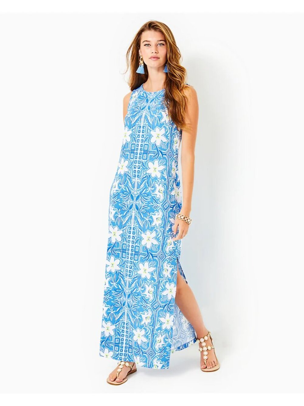 Lilly Pulitzer Noelle Maxi Dress in Lunar Blue My Flutter Half NWT - Size Small - Picture 2 of 10